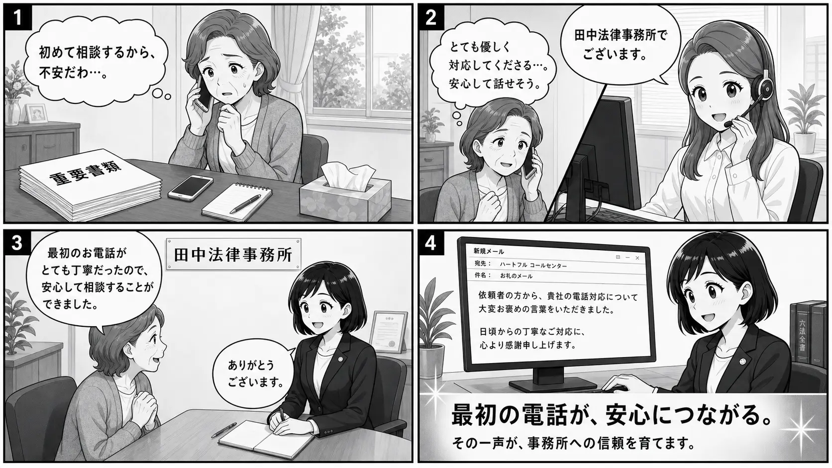 丁寧な電話対応が事務所への信頼につながる