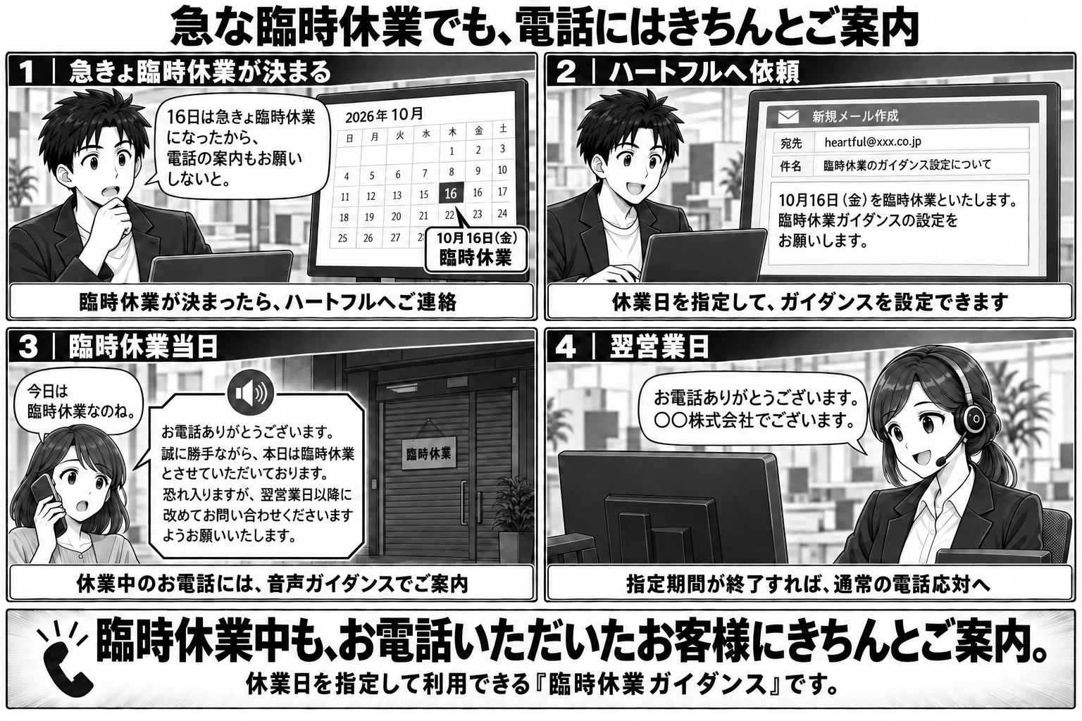 臨時休業ガイダンスの説明マンガ